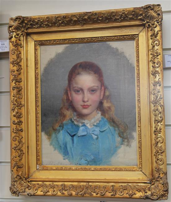 Circle of Sir John Everett Millais (1829-1896) Portrait of a young girl 13 x 10.5in.